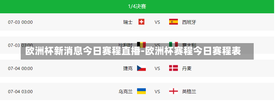 欧洲杯新消息今日赛程直播-欧洲杯赛程今日赛程表