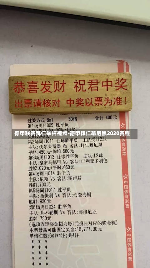 德甲联赛拜仁举杯视频-德甲拜仁慕尼黑2020赛程