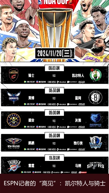 ESPN记者的“高见”：凯尔特人与骑士